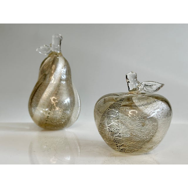 Glass Murano Glass Apple and Pear by Seguso Viro, Italy, 1990s, Set of 2 For Sale - Image 7 of 17