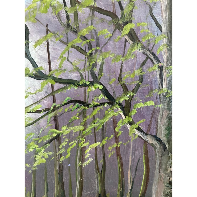 Vintage Original Forest Landscape Oil Painting, Circa 1960s For Sale - Image 4 of 13