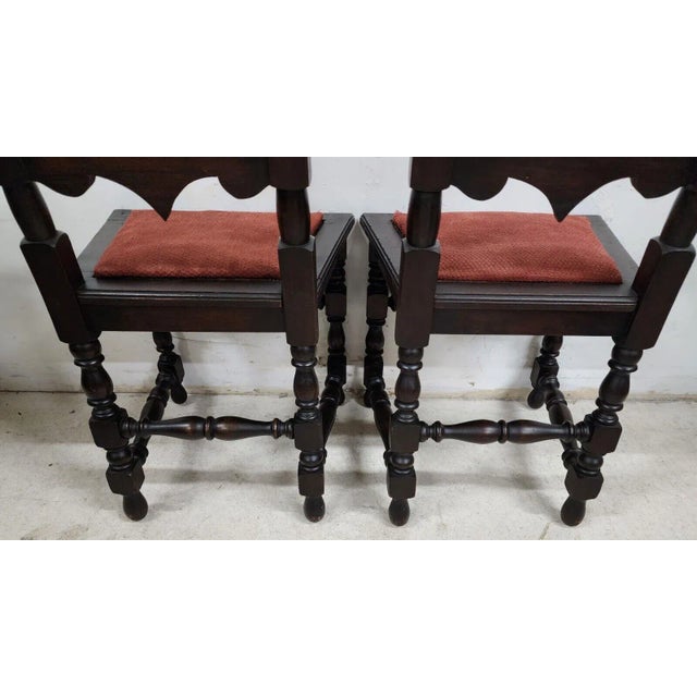 Antique Hall Chairs Walnut Dining Accent Pair For Sale - Image 10 of 12