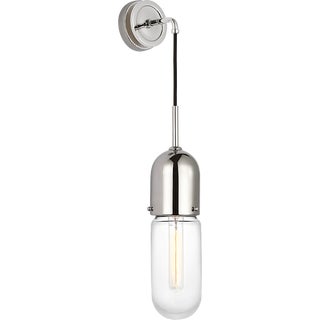 Thomas O'Brien for Visual Comfort Signature Junio Wall Light in Polished Nickel with Clear Glass For Sale