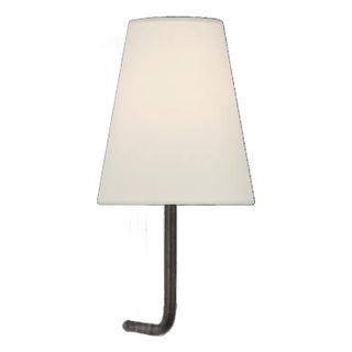 Amber Lewis for Visual Comfort Signature Rui Sconce in Aged Iron with Linen Shade For Sale