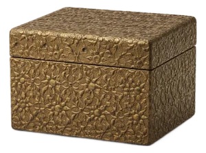 Vintage Embossed Brass Over Wood Trinket Box – Floral Repoussé Hinged Jewelry / Keepsake Box, India