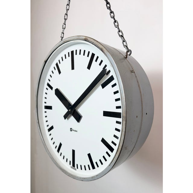 Large Industrial Double Sided Factory Clock from Simlex, 1960s For Sale - Image 9 of 18