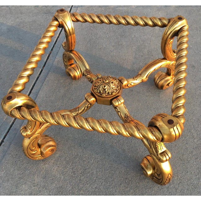Wood Spanish Rococo Style Carved Giltwood & Glass Coffee Table For Sale - Image 7 of 12