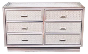 Washed Rattan Chest of Drawers, 1980s