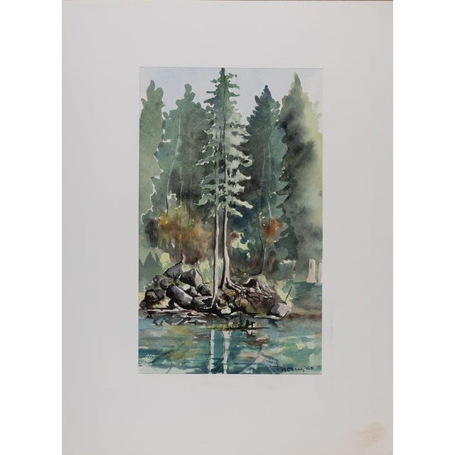 Jacques NOURY (1927-2021) Trees by the River, 1965 Original watercolor Signed and dated in felt-tip pen On wove paper, 38...