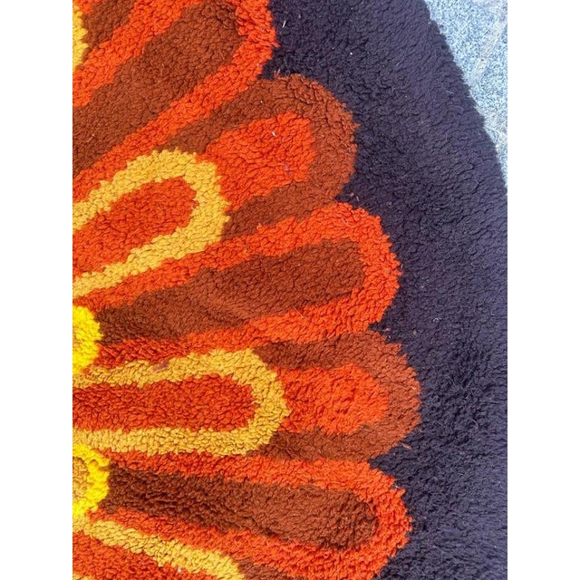 Vintage French Hand-Knotted Cogolin Round Rug, 1960s For Sale - Image 12 of 18