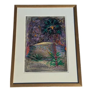 Vintage Abstract Expressionistic Palm Tree Painting