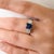 Navy Blue Vintage Inspired Diamond Sapphire Trilogy Ring Size 5.5 for Her in 14k Gold For Sale - Image 8 of 14