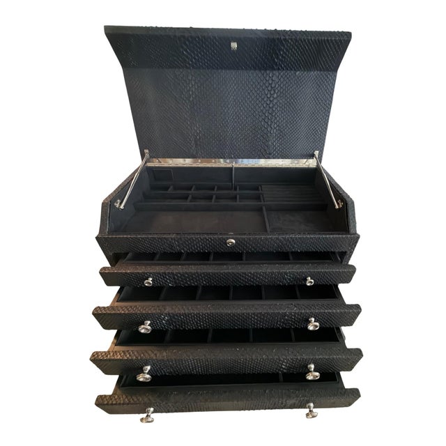 Exceptional large-format jewelry chest by Los Angeles luxury designer Elisabeth Weinstock, known for her handcrafted...