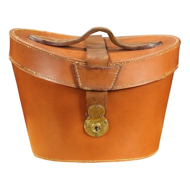 Round Leather Hat Trunk For Sale