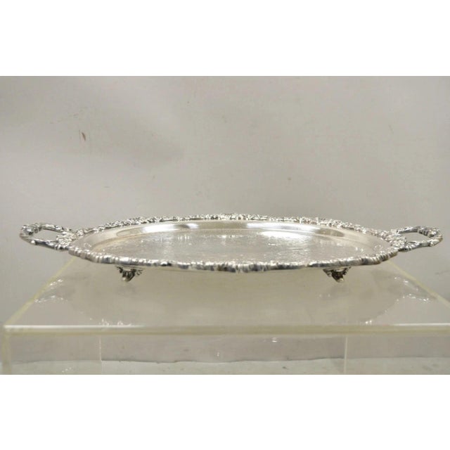 Victorian Vintage Epca Bristol Silver by Poole 73 16 Silver Plated Oval Platter Bar Tray For Sale - Image 3 of 11