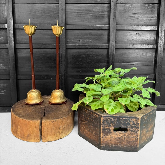 Set of two Japanese Buddhist altar candlesticks, dating from circa 1910, late Meiji period, Japan. The candlesticks...