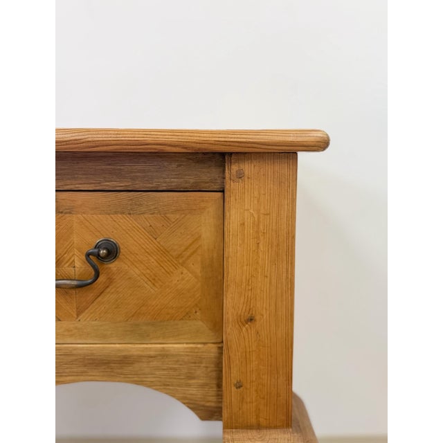 Beige Solid Pine Console Table With Inlay Top and Drawers Organic Modern Studio Craft For Sale - Image 8 of 17