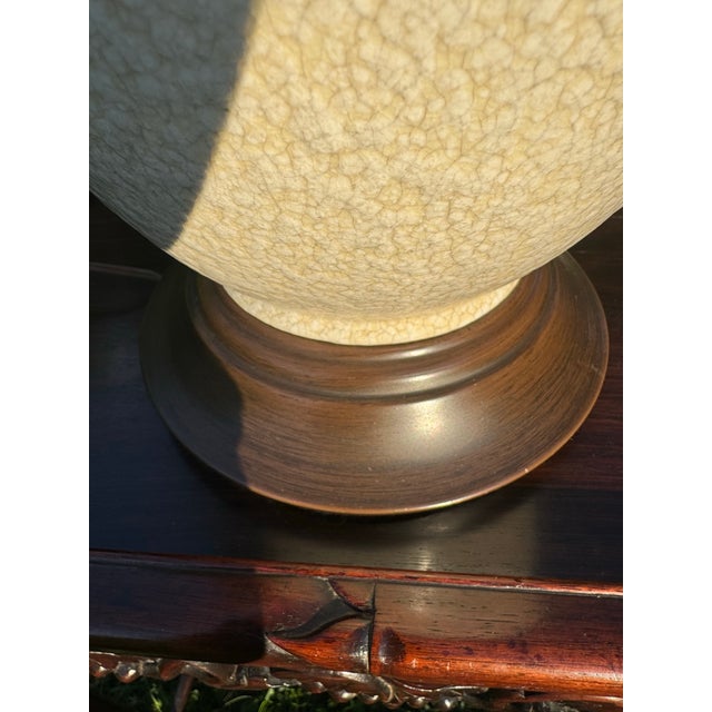 Cream Vintage Circa 1960s Chinoiserie Lamp, Cream Color With Crackle Finish For Sale - Image 8 of 10