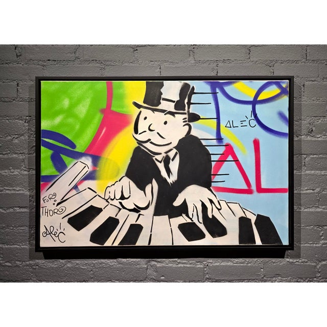 American Alec Monopoly "Mr. Monopoly Playing the Piano" 2010 Painting on Canvas For Sale - Image 3 of 11