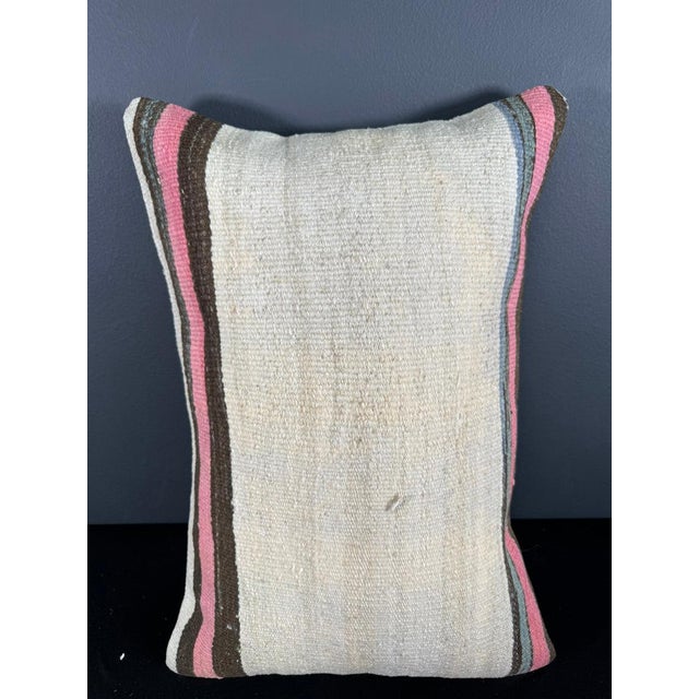 Turkish Hemp Pillow Cushion Natural Beige Pink Pillow Cushion Cover 16 "x 24" For Sale - Image 4 of 4