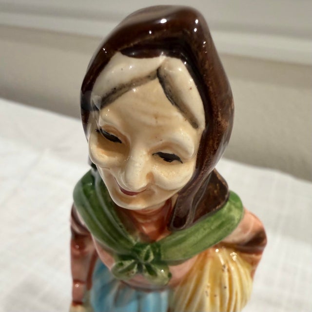 Sky Blue Vintage Hand Painted Ceramic Figurine - Japan For Sale - Image 8 of 10