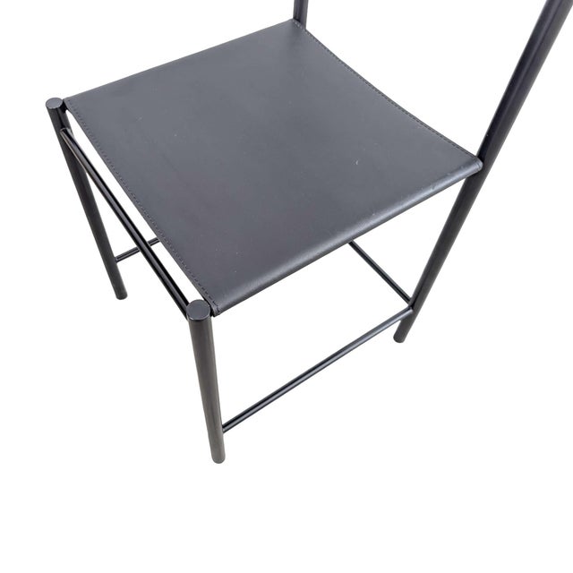 Vintage Italian Black Leather Chair, 1980s For Sale - Image 6 of 9
