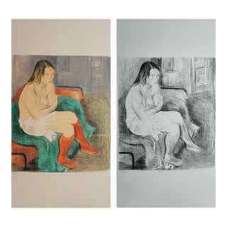 1980s "Woman in Red Stockings" Raphael Soyer Portfolio Hand Signed Lithographs - Set of 2 For Sale
