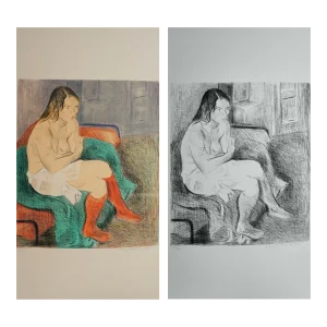1980s "Woman in Red Stockings" Raphael Soyer Portfolio Hand Signed Lithographs - Set of 2