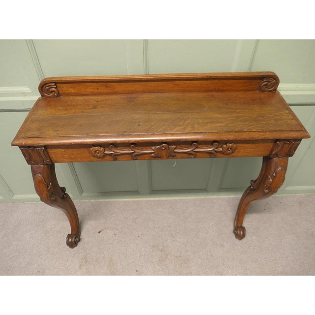 Carved Oak Console Table For Sale - Image 4 of 7