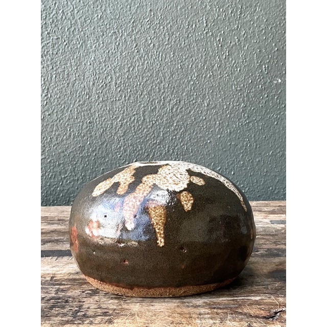 Mid-Century Modern Vintage Drip Glaze Ceramic Vessel For Sale - Image 3 of 12