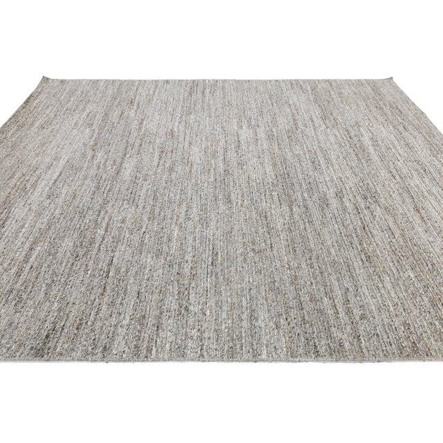 Textile Modern Marbled Grey Soumak Pet Rug Eco-Friendly & High-Traffic 8x10 For Sale - Image 7 of 10