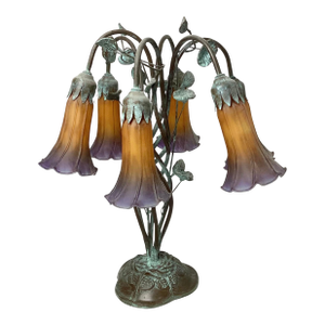 Vintage Tiffany Pond Lily 6 Light Table Lamp