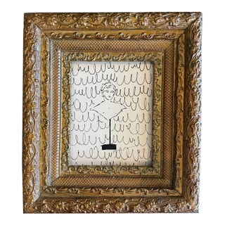 Contemporary Original Elle Yount Drawing in Antique Frame For Sale