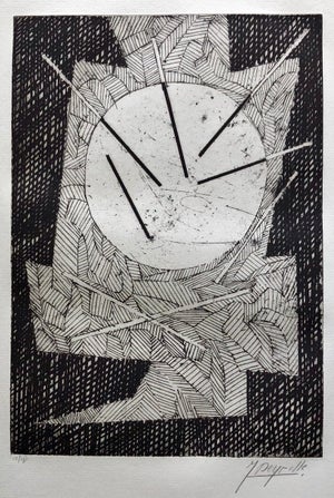 Jean Deyrolle, French Avant Garde Bold Abstract Geometric Aquatint Etching Op Art Kinetic, 1967