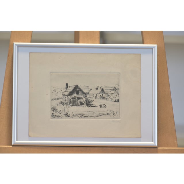 1920s Village Scene, Etching, Ernst Krantz, Circa 1925 For Sale - Image 5 of 6