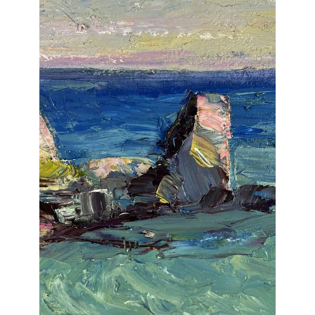 Blue Oil Painting Evening Sea Horizon Boris Serdyuk For Sale - Image 8 of 11