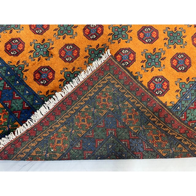 Golden Ochre Mori Gul Tribal Area Rug With Geometric Borders, 4'10" X 6'8" For Sale - Image 9 of 16