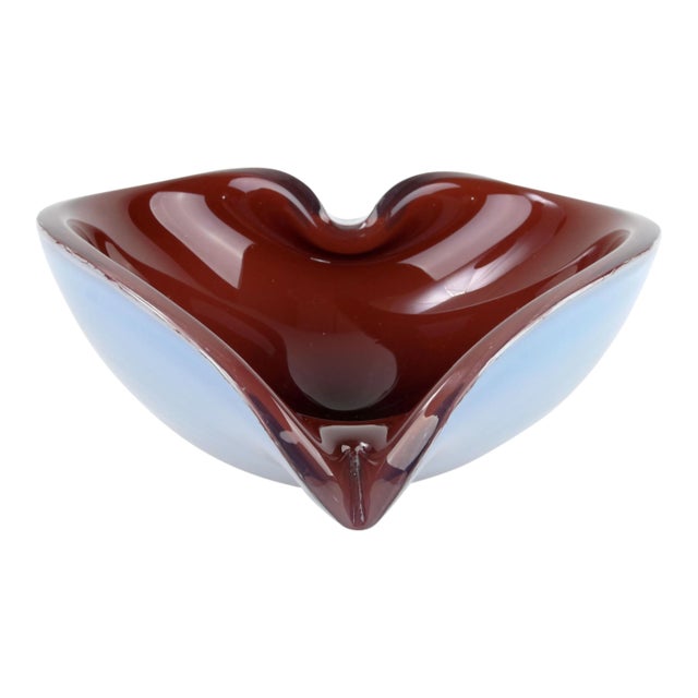 1980s Hand Blown Blue and Purple Murano Bowl For Sale