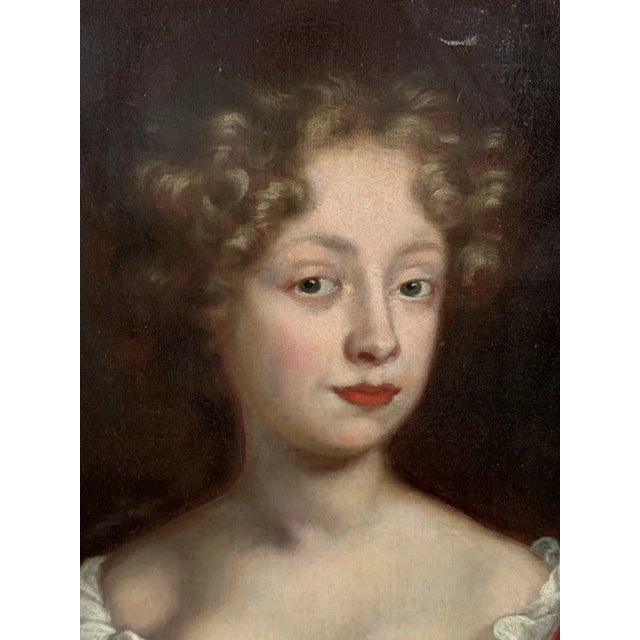 Antique Michael Dahl Oil Portrait Painting English Woman 17th Century, Framed For Sale - Image 4 of 8