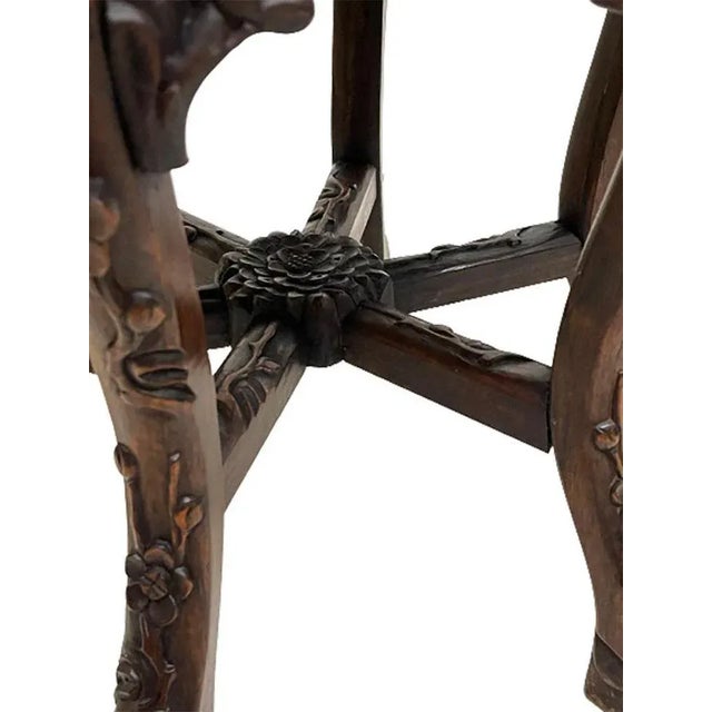 19th Century Chinese Side Table or Plant Stand with Marble Top For Sale - Image 4 of 6