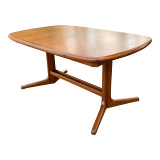 Mid 20th Century Danish Modern Teak Extension Trestle Dining Table Attributed to Johannes Andersen For Sale