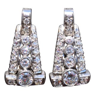 The Gianna: Art Deco Platinum Diamond Dangle Earrings For Sale
