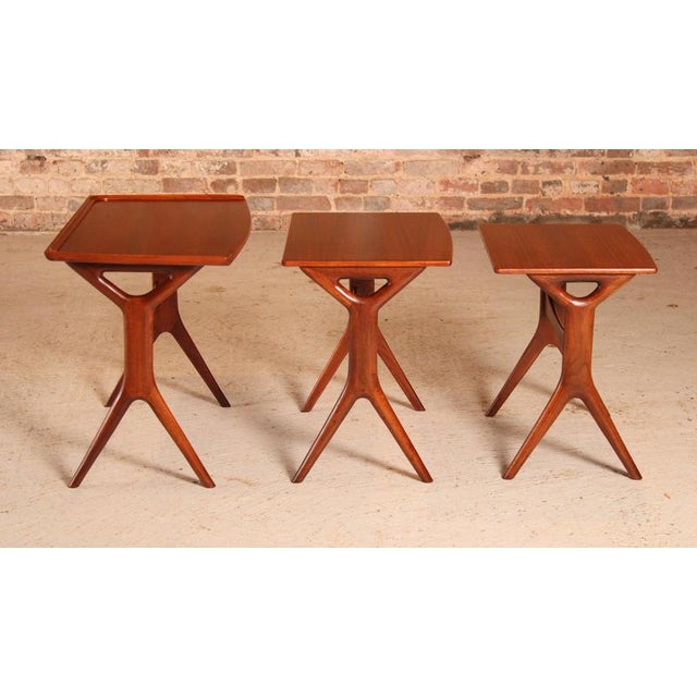 Mid-Century Danish Teak Nest of Tables by Johannes Andersen for CFC Silkeborg, 1960s, Set of 3 For Sale - Image 15 of 18