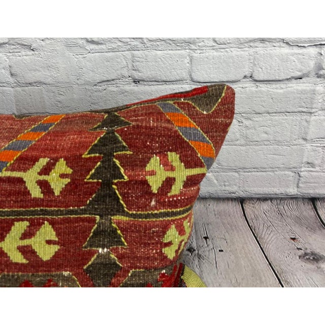 Turkish 16 x 24 Kilim Pillow Turkish Aegean Dreamland Pillow Cushion Cover For Sale - Image 3 of 4