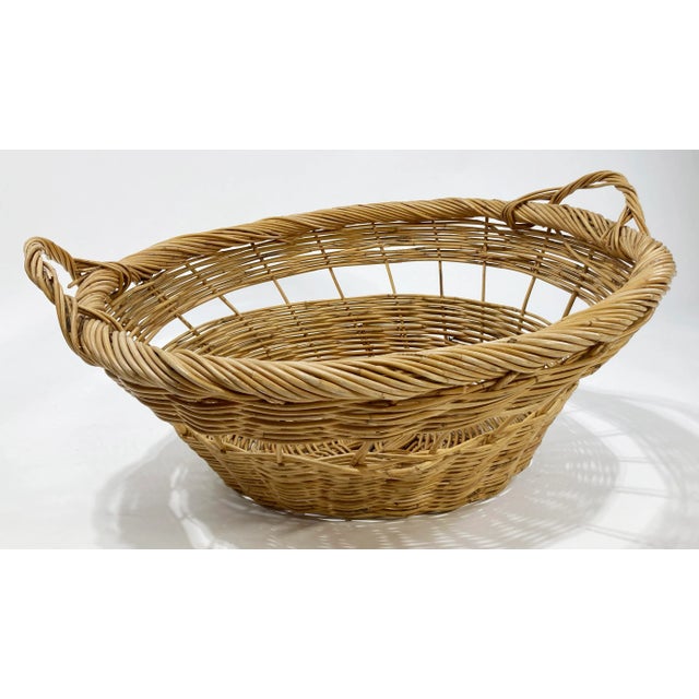 Boho Chic Vintage Large Loose Weave Gathering Basket For Sale - Image 3 of 8