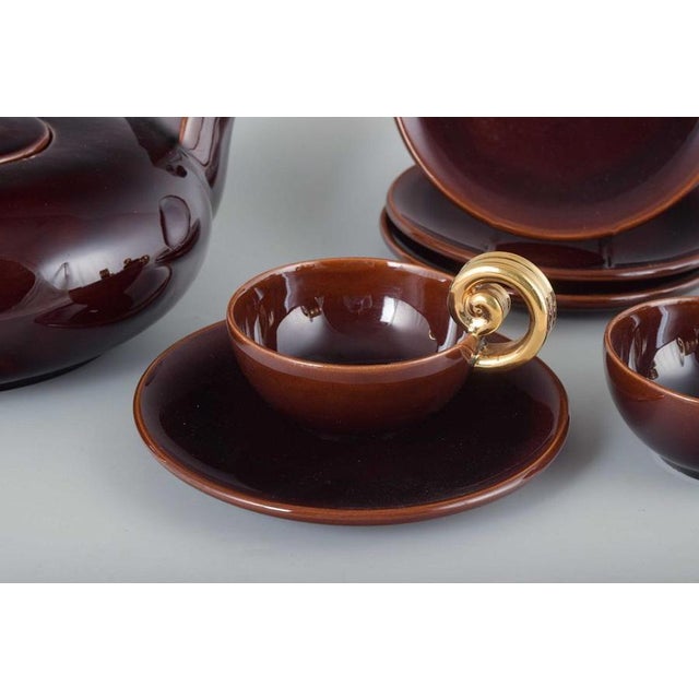 Vintage French Tea Service by Marcel Giraud for Vallauris, 1960s, Set of 9 For Sale - Image 3 of 5