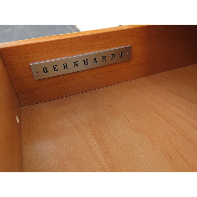 Bernhardt Hollywood Regency Bonded Leather Large Nightstands Chests a Pair 6660 For Sale - Image 11 of 18