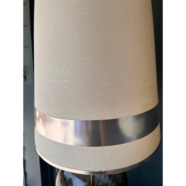 Metal 1970s Hollywood Regency Smoked Glass Globe Table Lamps With Chrome Bases & Original Shades - a Pair For Sale - Image 7 of 8