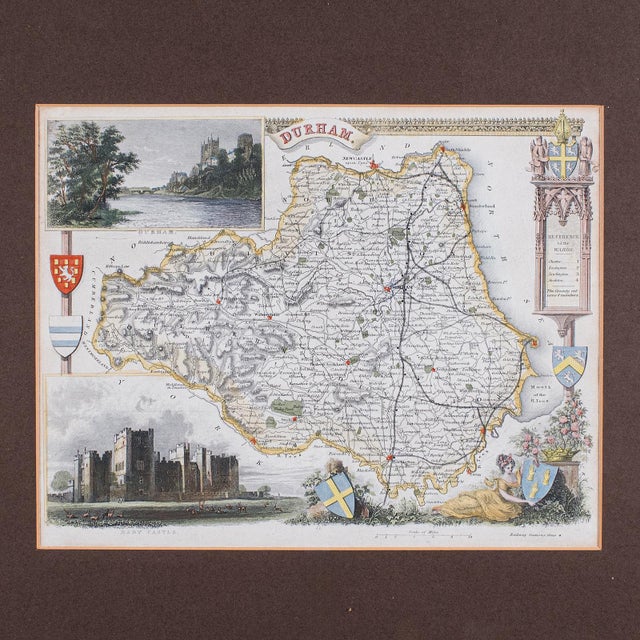 Antique Map of County Durham, English, Framed, After Moule, Victorian, c.1900 For Sale - Image 4 of 12