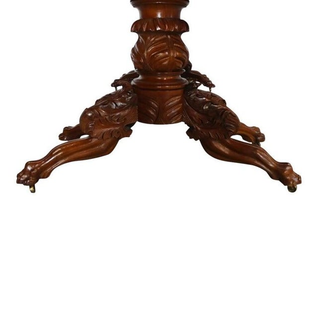 Traditional Classical Quervelle Inspired Drop-Leaf & Claw Foot Mahogany Banquet Table C1840 For Sale - Image 3 of 11