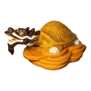 Vintage Mid 20th Century Chinese Shiwan Pottery Feng Shui Dragon Turtle Sculpture
