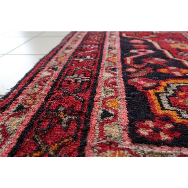 Textile 1920s, Antique Persian Hamadan Rug 3.5' X 4.8' For Sale - Image 7 of 14