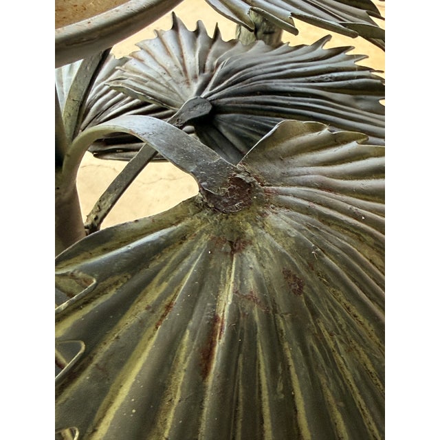 Mid-Century Modern Vintage Monumental Sculptural Verdigris Palm Tree Floor Lamps, Attributed to Maison Jansen-Pair For Sale - Image 3 of 12